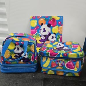 **RARE** Lisa Frank Panda Insulated Lunchpouch Set With Bonus Matching Folder